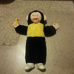 vintage stuffed monkey with banana
